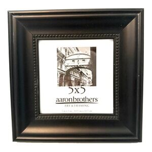 Black Wooden 8X8 Photo Frame for 5X5 Picture with Glass by Aaron Brothers NEW